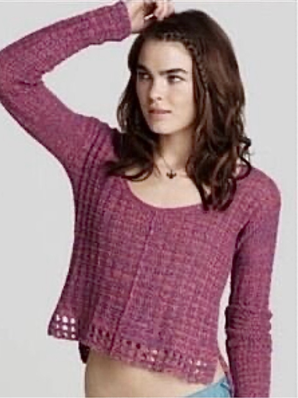 Free People Lagoon Mini Skirt Pink Purple Long Sleeve Size Medium